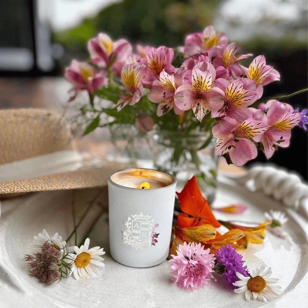 Abbey Rose | White / Silver Large Candles