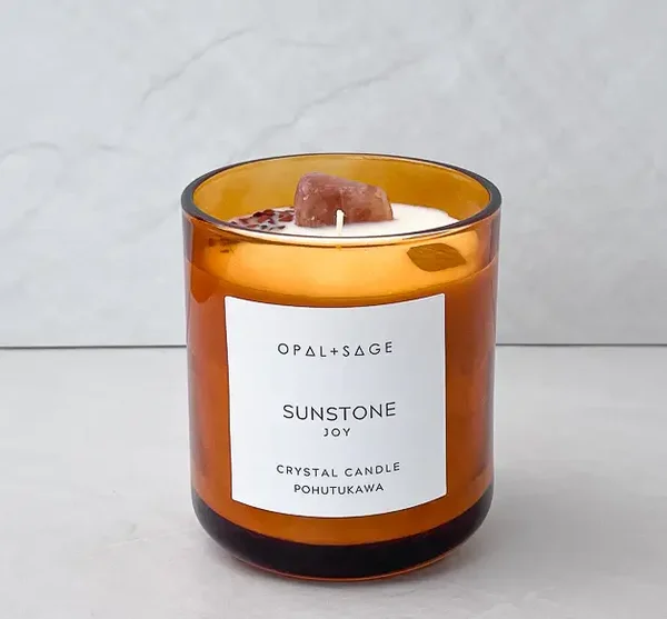 Opal & Sage | Sunstone Crystal Candle