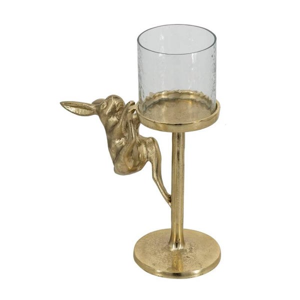 Gold Rabbit Pillar Holder - tall