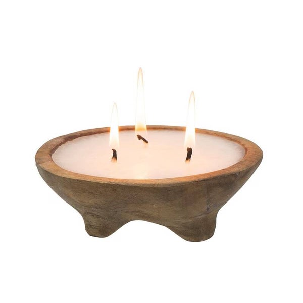Three-Wick Teak Candles