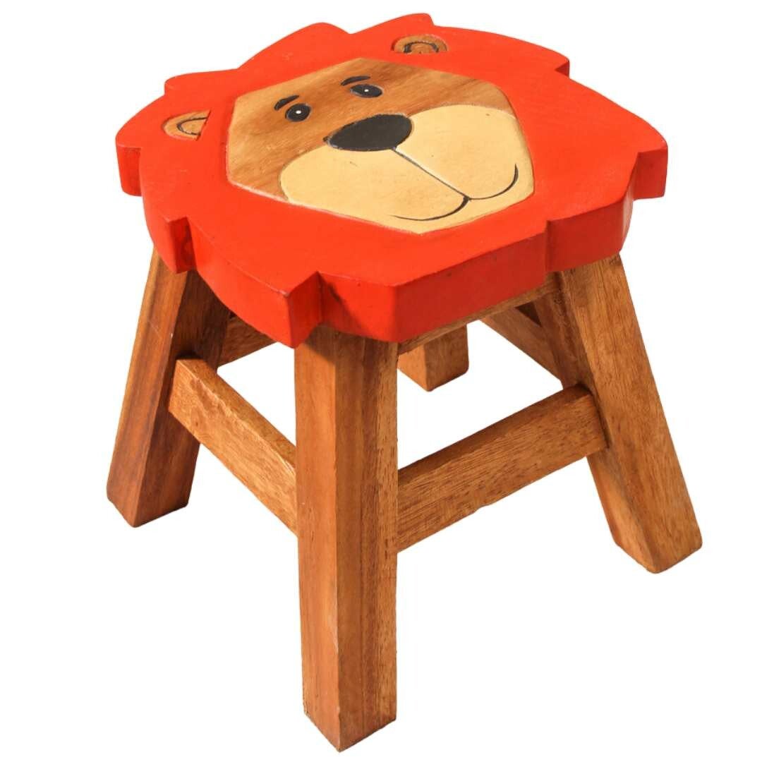 Wooden Kids Stool – Lion