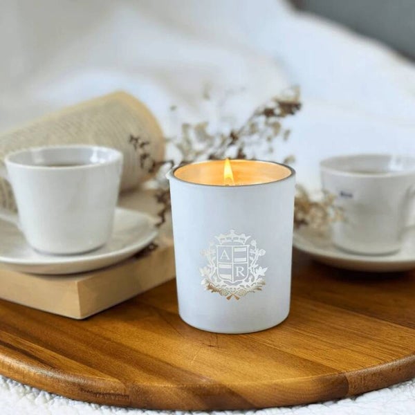 Abbey Rose | White / Silver Medium Candles
