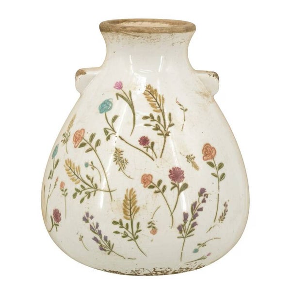 Wide Base Flower Print Vase