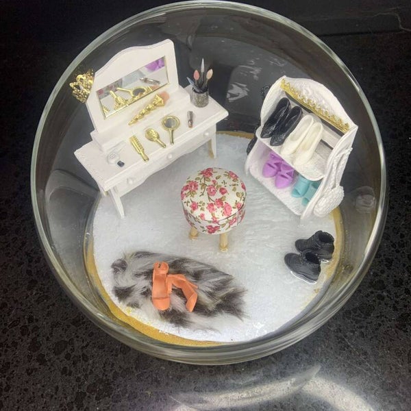 Miniature Princess Vanity and Shoe Boutique Display