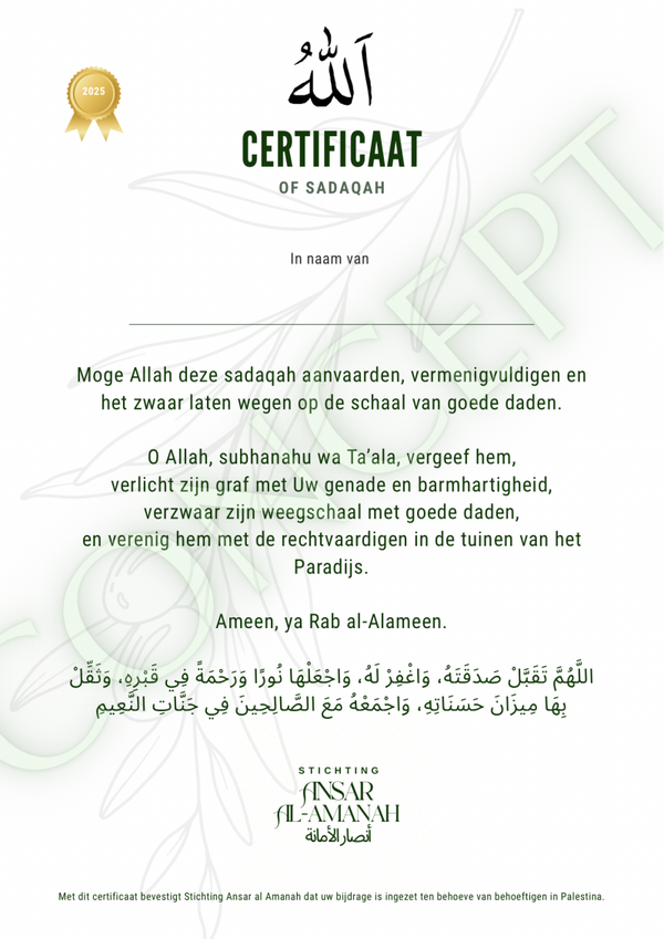 Sadaqah in naam overledene