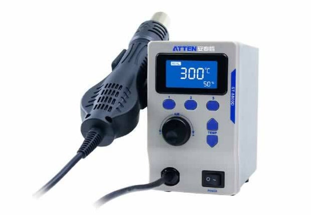 ATTEN ST-8800D hot air station with the gun, display showing 300 °C and 50% air