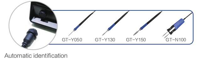 The ATTEN GT connector and the four interchangeable tools: GT-Y050, GT-Y130, GT-Y150 and GT-N100
