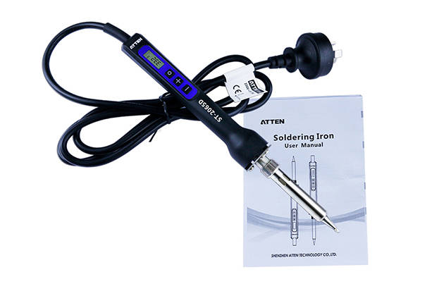 ATTEN ST-2065D soldering iron with its mains lead and user manual