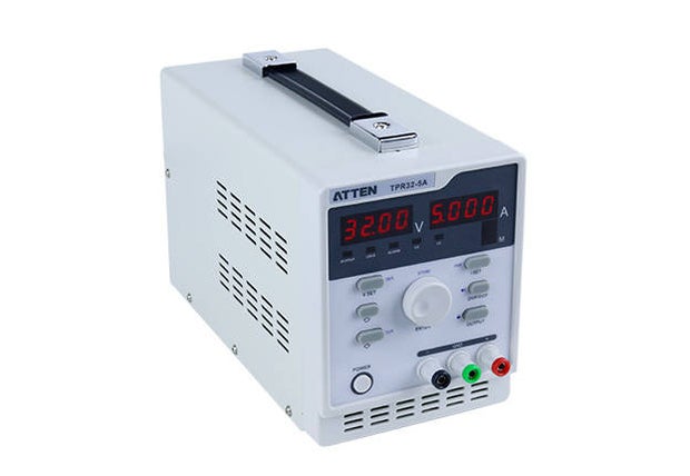 ATTEN TPR32-5A front panel with the display reading 32.00 V and 5.000 A