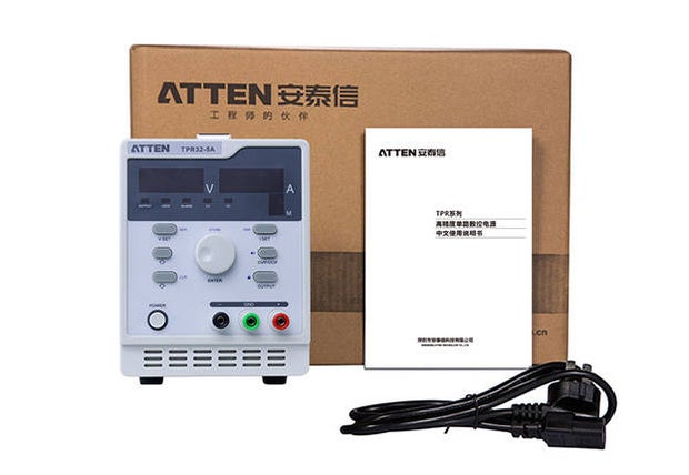 ATTEN TPR32-5A with its manual, mains cord and packaging