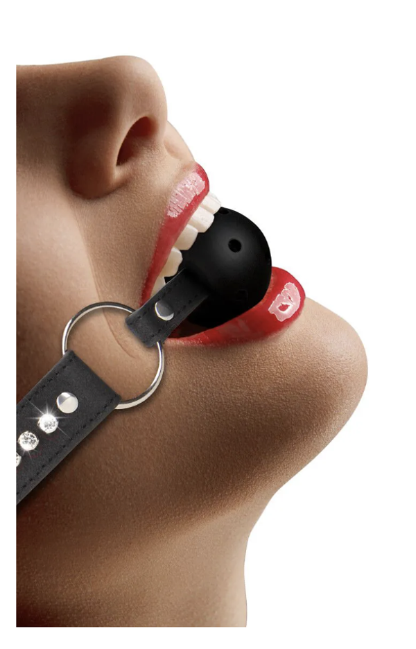 Breathable Ball Gag with with Diamond Studded Straps