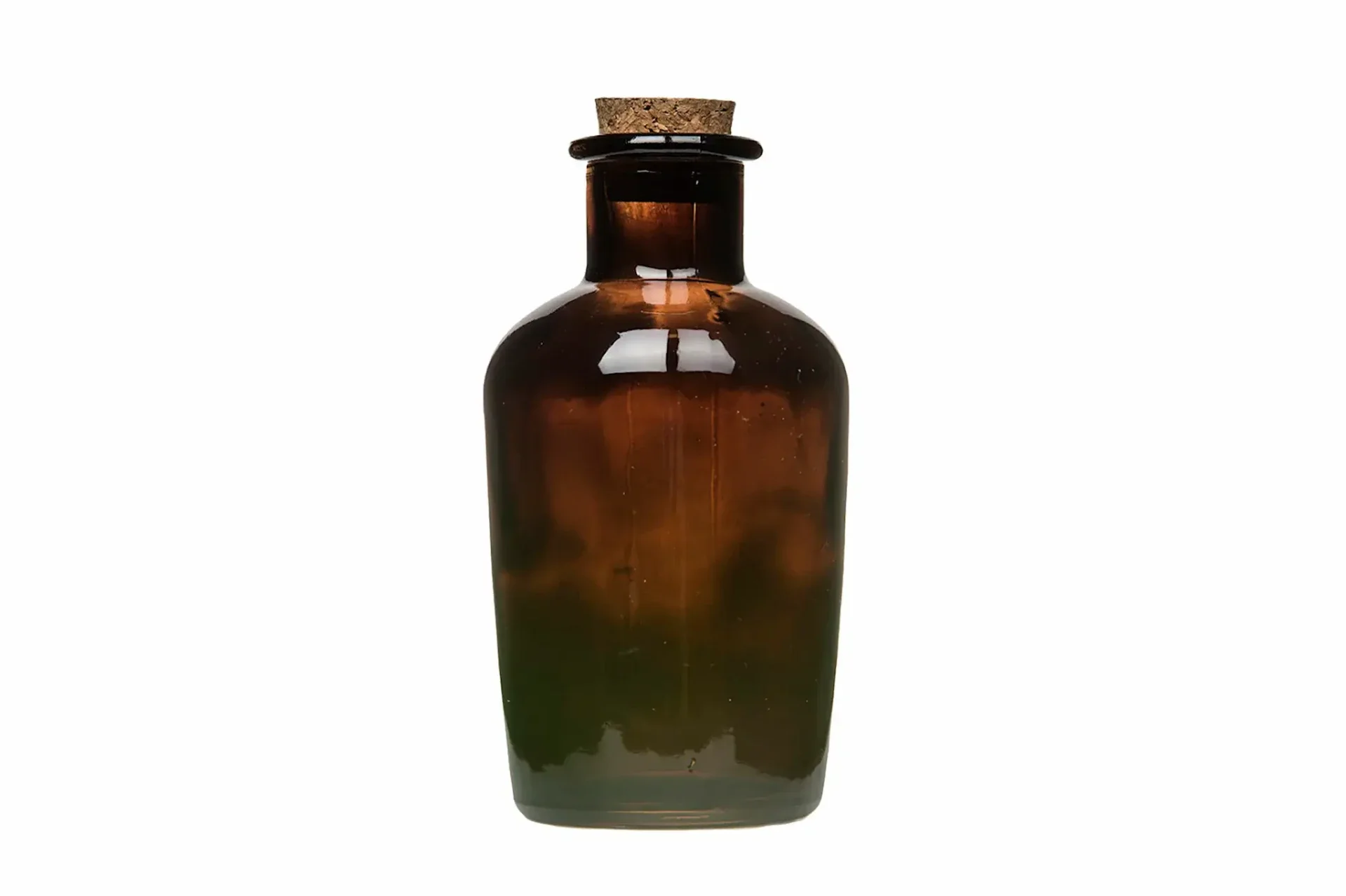 Glasflaska med kork mörkbrun 12cm