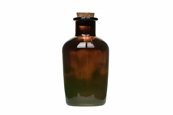 Glasflaska med kork mörkbrun 12cm
