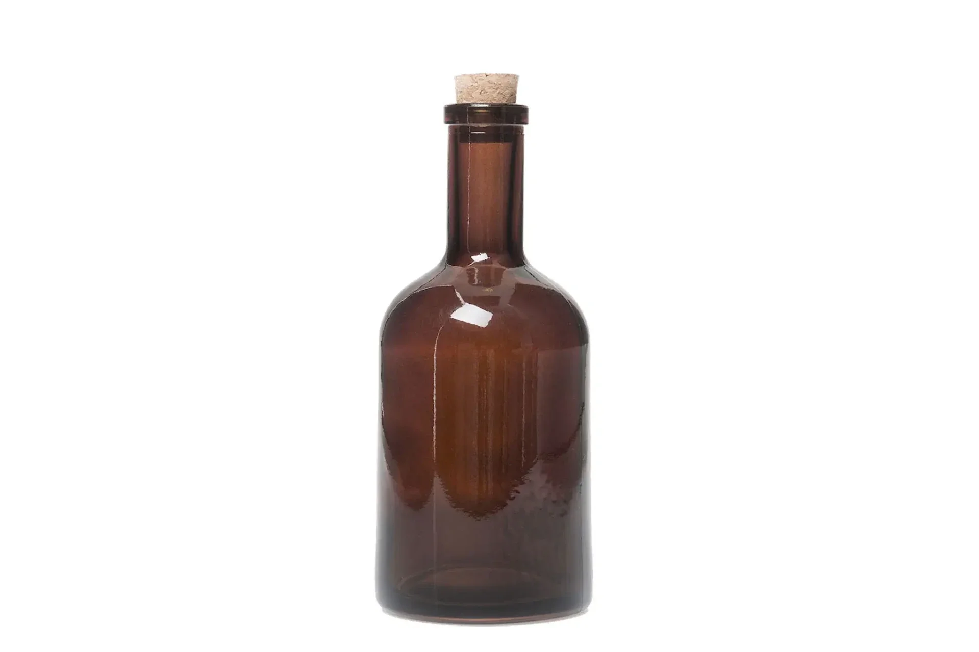 Glasflaska med kork mörkbrun 18cm