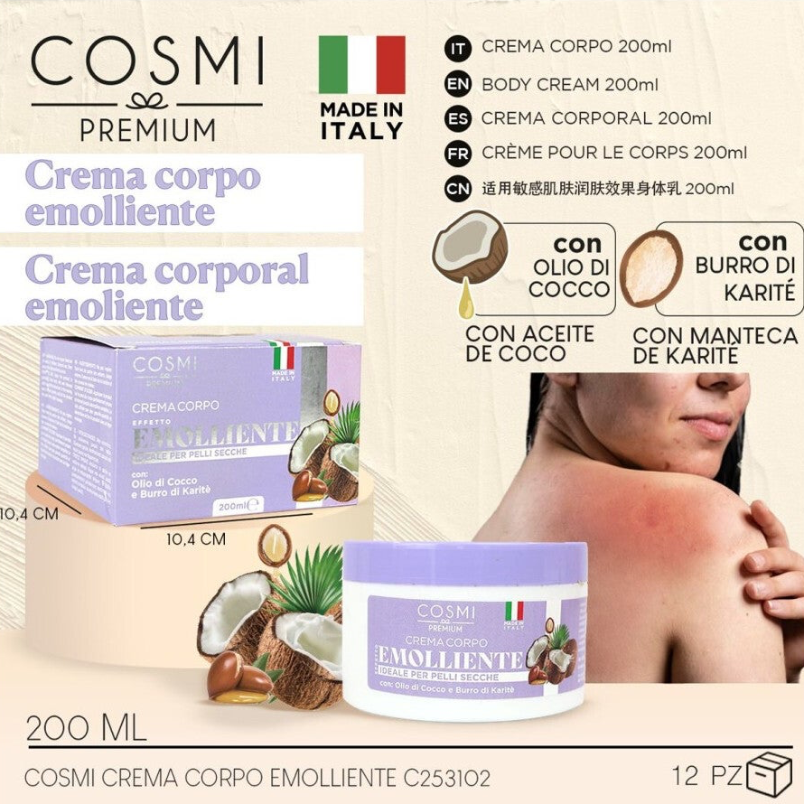 CREMA CORPORAL EMOLIENTE SUAVIZA MANTECA KARITE Y COCO 200ML - COSMI