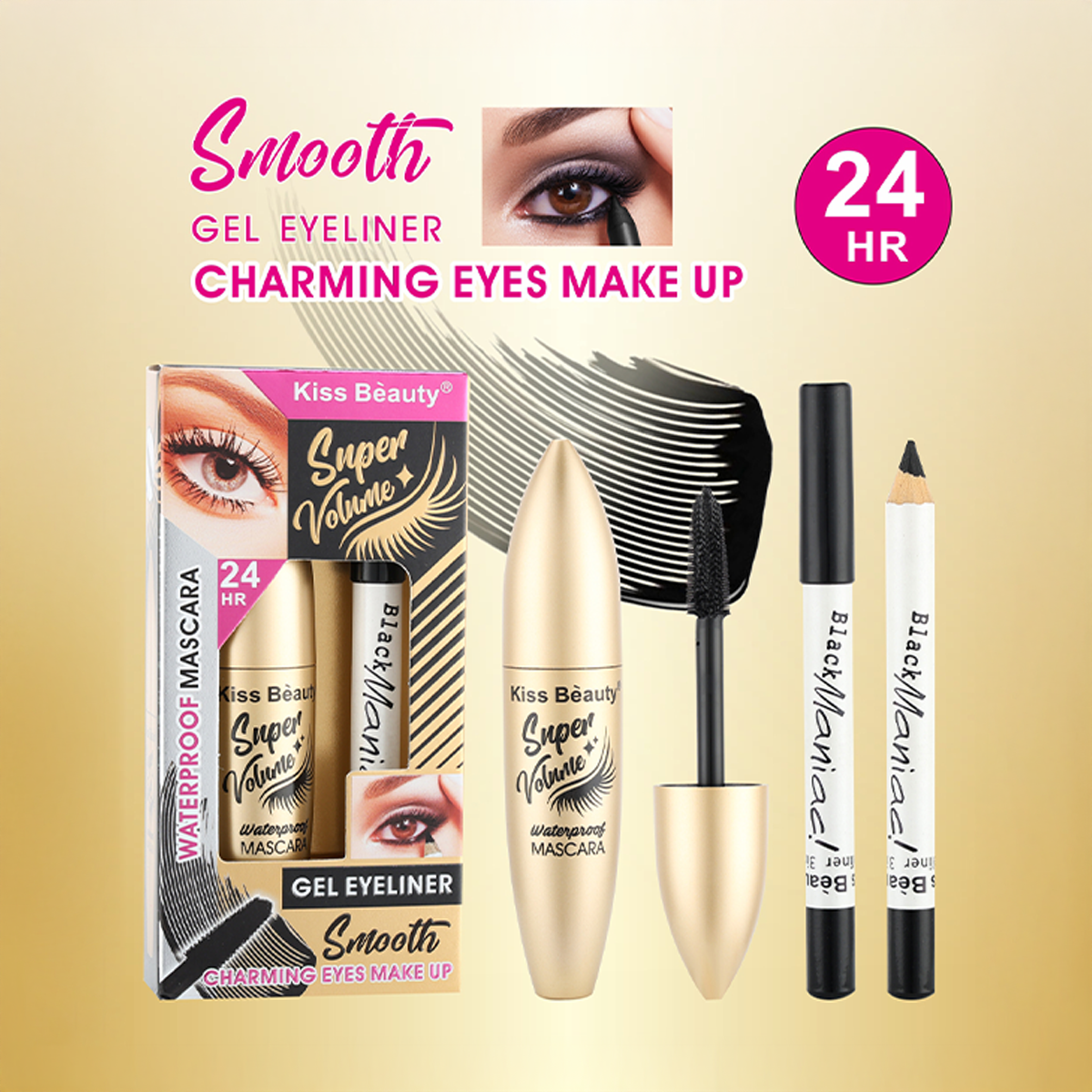 Máscara De Pestaña + Gel Delineador De Ojos