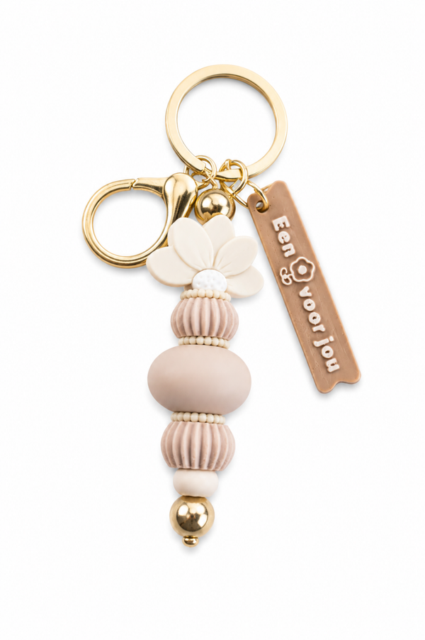 Sleutelhanger | Bloemetje voor jou - Beige