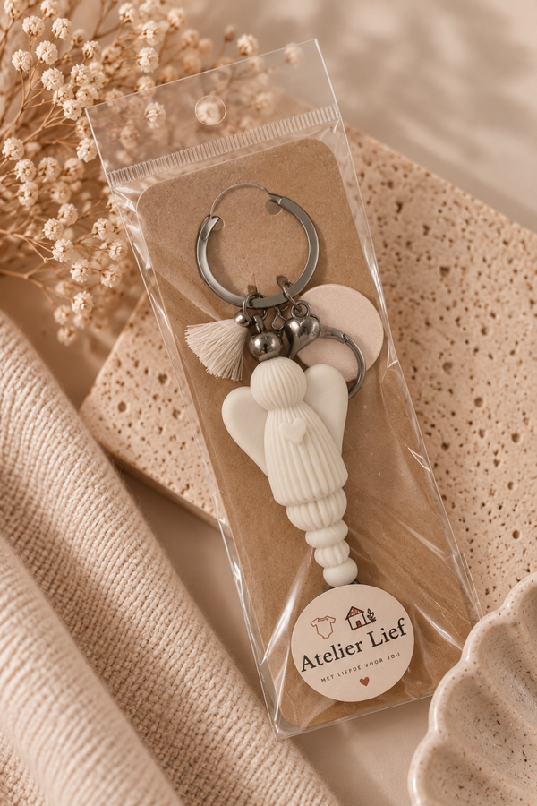 Sleutelhanger | Lief gebaar - Wit