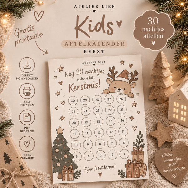 Atelier lief Kids | Aftelkalender Kerst