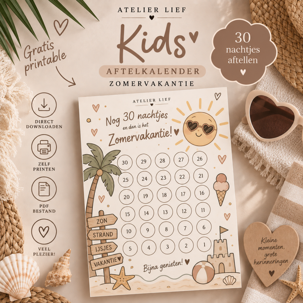 Atelier lief Kids | Aftelkalender Zomervakantie