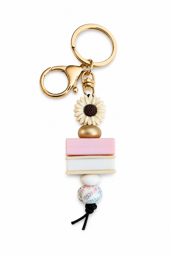 Sleutelhanger | Boek - Roze/Beige