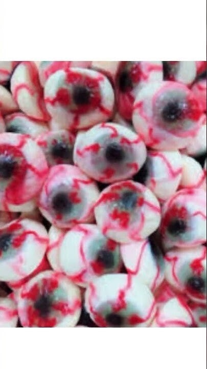 Bonbons halloween bloody eyes (1 euro les 100g)