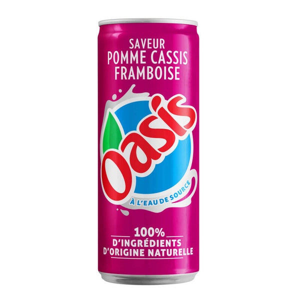 Oasis pomme cassis framboise canette slim (1.35 euros)