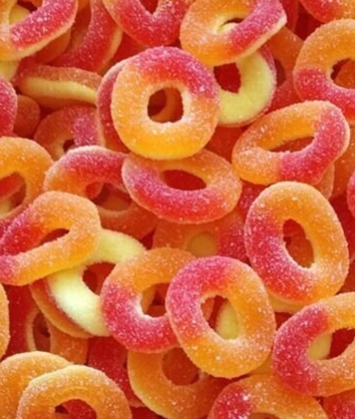 Anneaux goût pêche Dulceplus halal ( 1 euro les 100g)