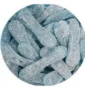 Langues bleues citrique goût framboise (1.50 euros les 100g).