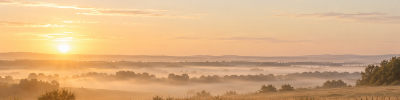 Horizon dégagé au petit matin au-dessus d'une plaine