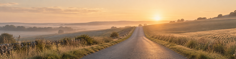 Route de campagne montant vers un horizon dégagé
