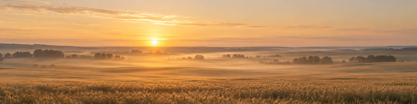 Horizon ouvert au petit matin au-dessus des champs