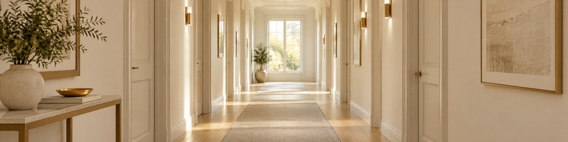 Couloir lumineux vu en enfilade