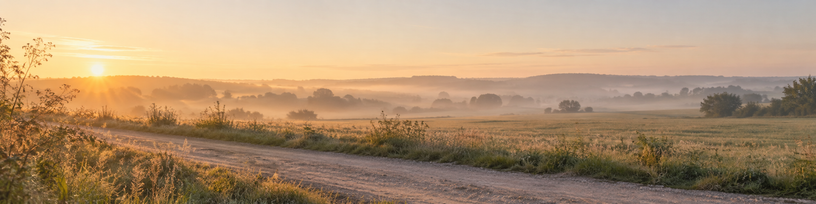 Chemin de campagne au petit matin