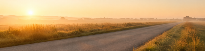 Route de campagne au petit matin — sortir de l'attente et avancer