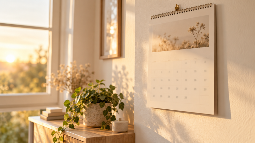 Calendrier mural sans aucune date entourée