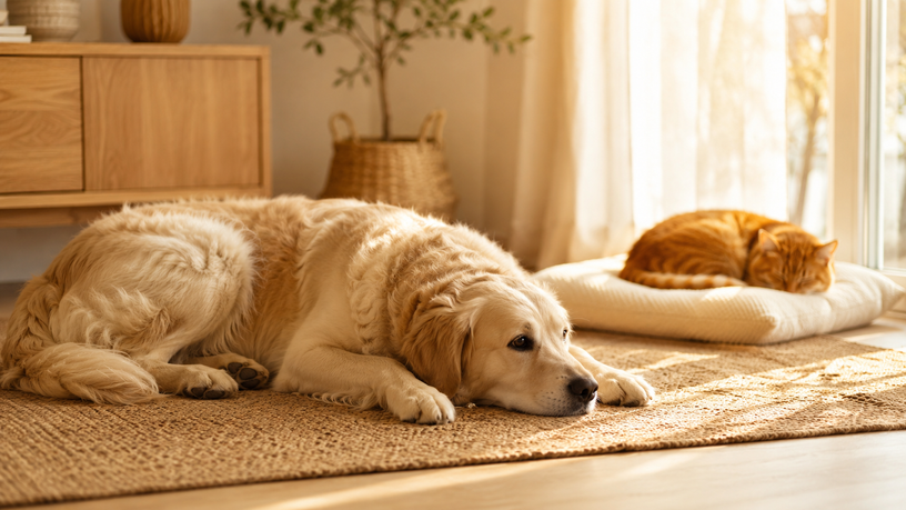 Chien détendu lors d'une séance de magnétisme en cabinet à Thaon-les-Vosges