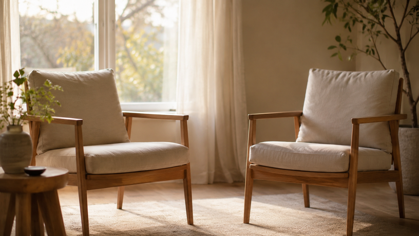 Deux fauteuils côte à côte près d'une fenêtre — crise de couple