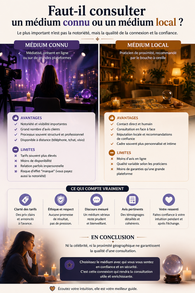 Médium local vs médium connu avantages différences choisir Vosges