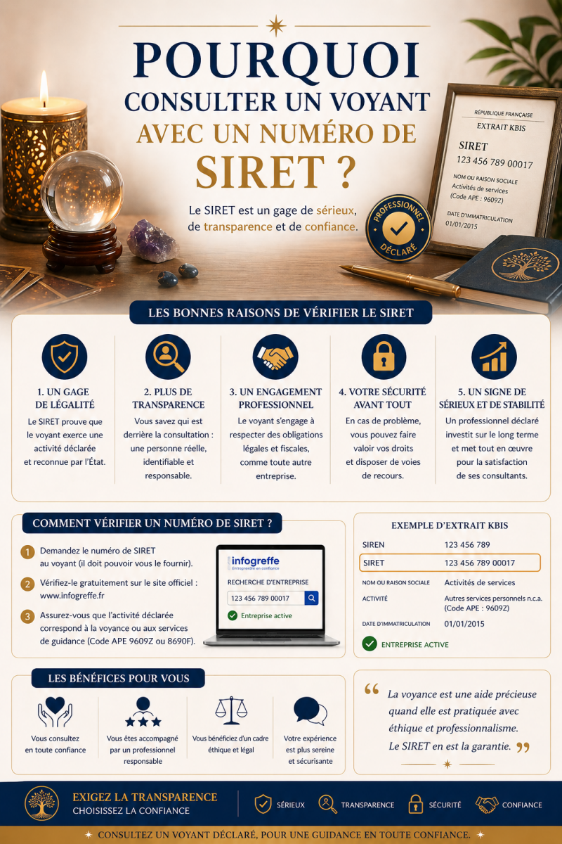 Voyant numéro SIRET déclaré sérieux protection consommateur Vosges