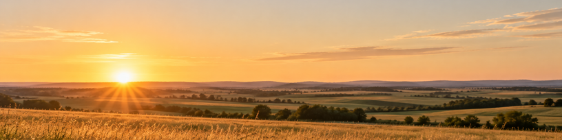 Horizon net et dégagé au petit matin au-dessus d'une plaine