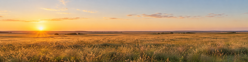Horizon dégagé au petit matin au-dessus d'une plaine