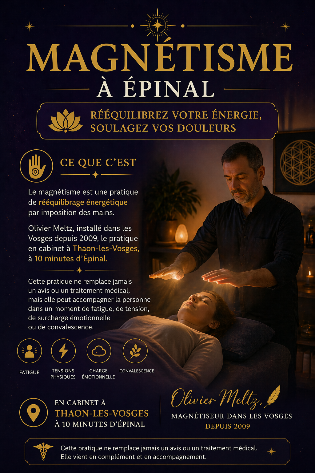Séance de magnétisme par imposition des mains avec Olivier Meltz à Épinal