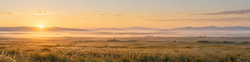 Ligne d'horizon lointaine au petit matin