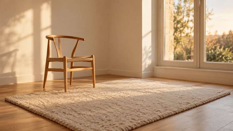Chaise et tapis dans une pièce lumineuse