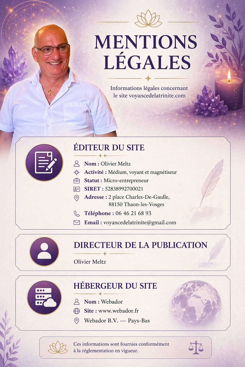 Olivier Meltz, médium et magnétiseur à Thaon-les-Vosges, éditeur du site Voyance de la Trinité