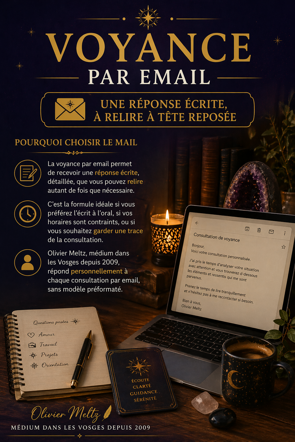 Consultation de voyance par email avec Olivier Meltz, médium sérieux dans les Vosges