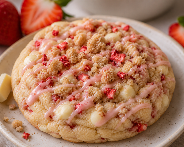 White Chocolate Strawberry Streusel Cookie