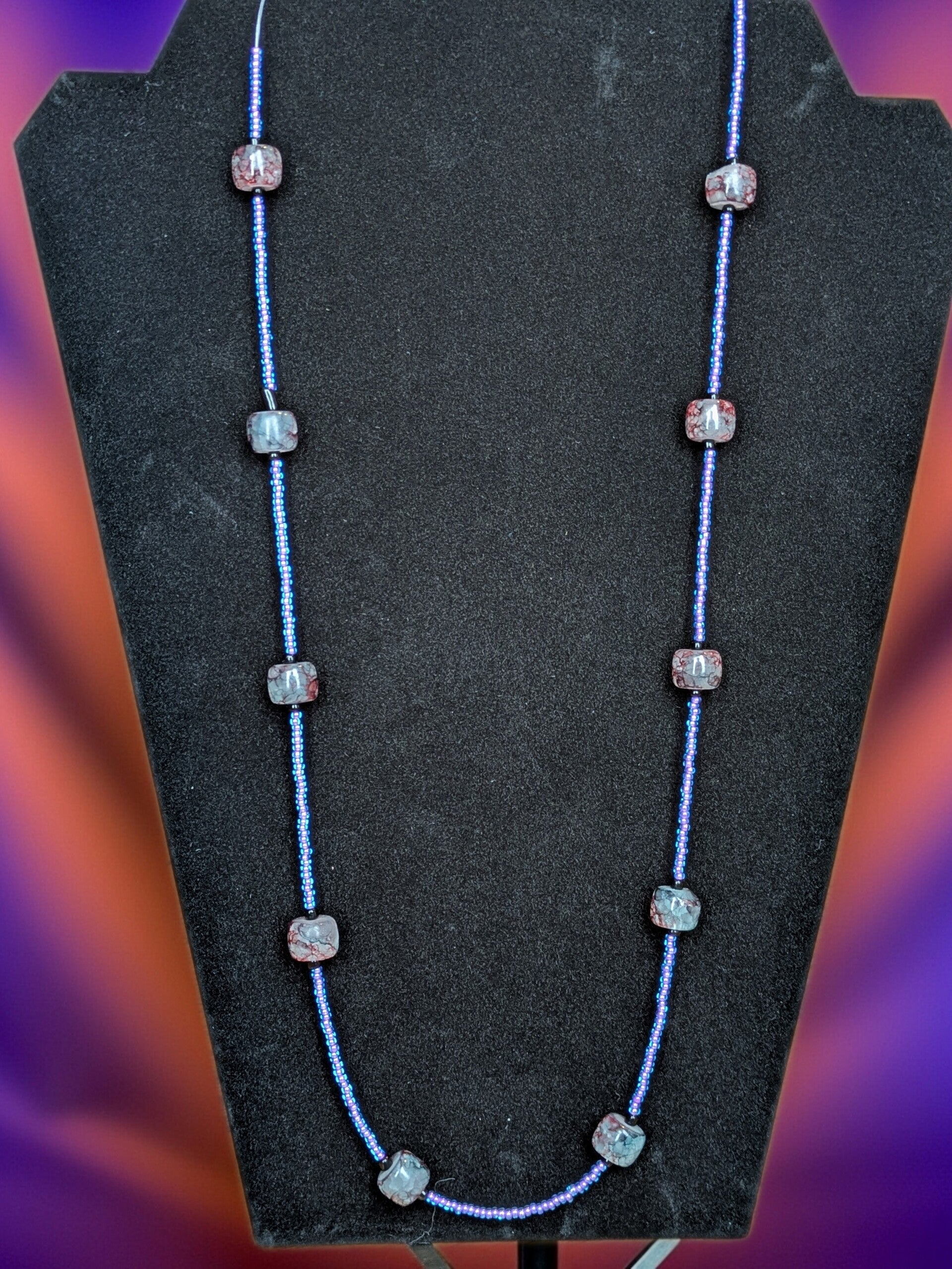 Electric Galaxy Hand Beaded Necklace