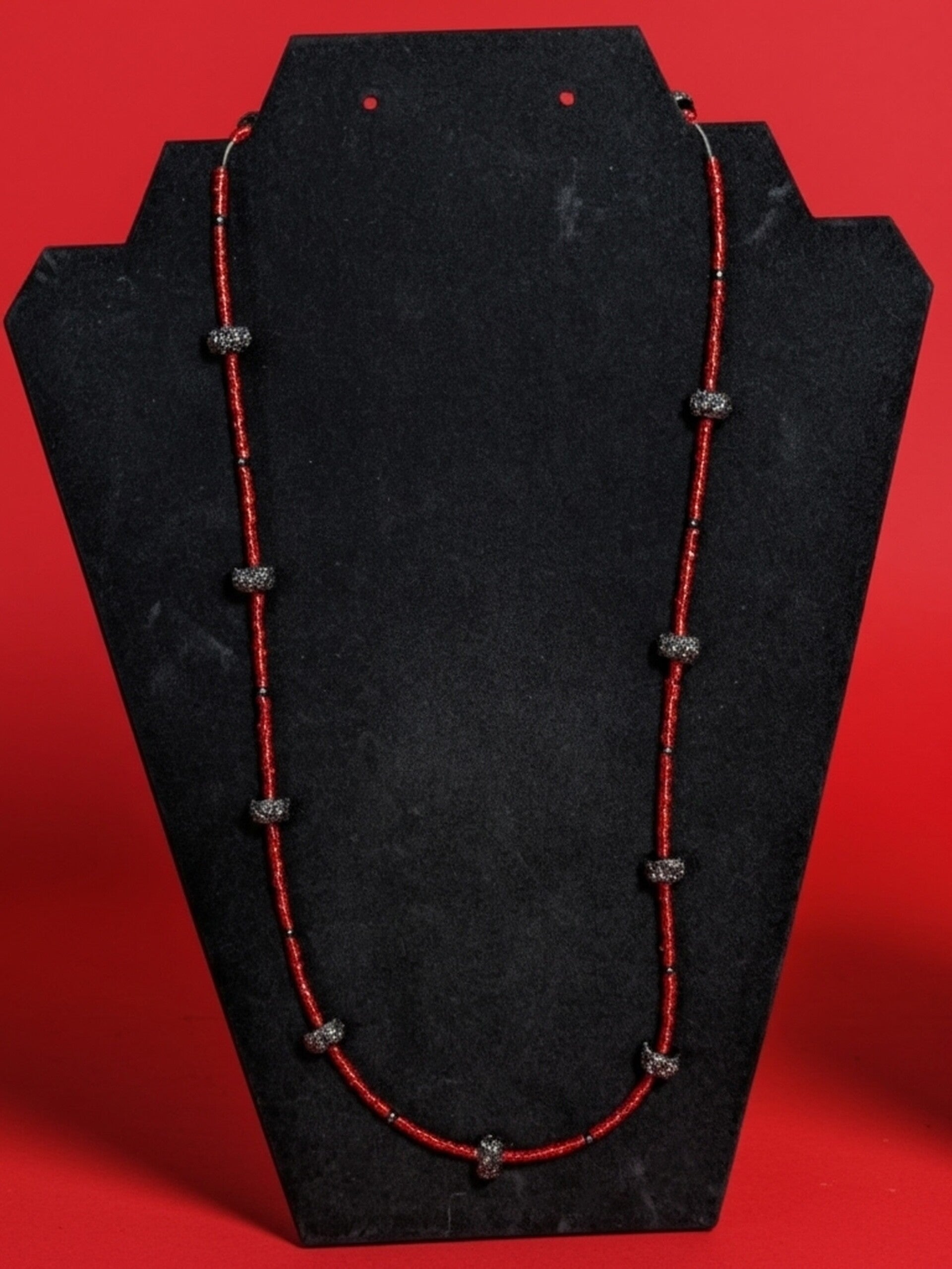 Ladybug Red Hand Beaded Necklace